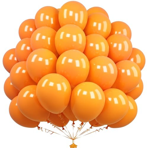 Unisun Orange Luftballons, 50 Stück 12 Zoll Mette Orange Luftballons, Latex Orange Luftballons für Frauen Mädchen Geburtstagsfeier Halloween Babyparty Hochzeit Abschlussfeier Jubiläum Picknick Deko
