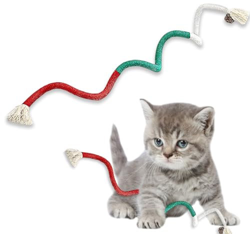 HSKRKOW Juguetes de Hierba gatera para Gatos de Interior, Juguetes de Cuerda serpenteante con Fruta agalladora para Gatos Jugando a Masticar Limpieza de Dientes, Juguete Interactivo