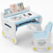 Kindertisch mit Stühlen,Kindersitzgruppe mit Stauraum, Multifunktionaler Kinder Tisch Stuhl Set,Kinder Zeichentisch und Stuhlset für Kinderzimmer,Kindertisch und Stuhlset zum Essen,Spielen,Lesen,Blau