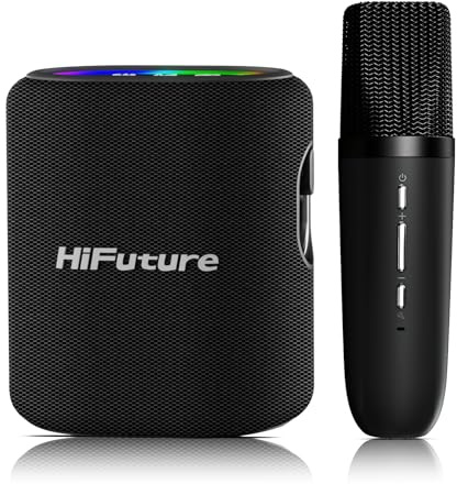 HiFuture Vocalist 100 Bluetooth Speaker | Dual Wireless MIC Speaker with RGB Light - 3600mAh Battery Durable Speaker | 25W Portable Speaker with Built-in DSP & Multi Band EQ (Black)