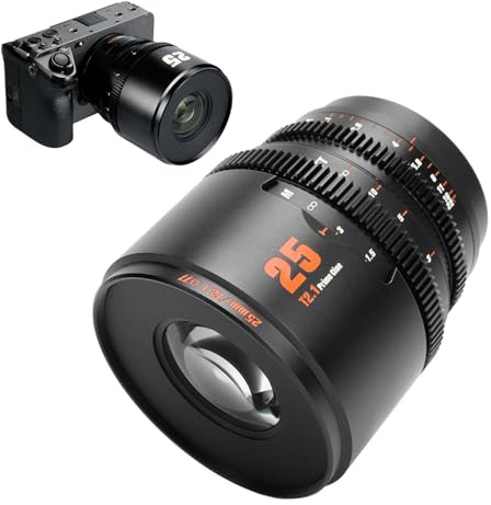 25-mm-T2.1-Kinoobjektiv, Halbrahmen-APS-C-Objektiv mit Manueller Fokussierung, 260° Ultra-Langfokus-M4/3-Mount-Cine-Objektiv für G1 G3 G4 G5 G6 G7 GF1