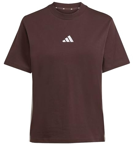 adidas Women's Essentials 3-Stripes Cotton T-Shirt, Shadow Brown/White, XS