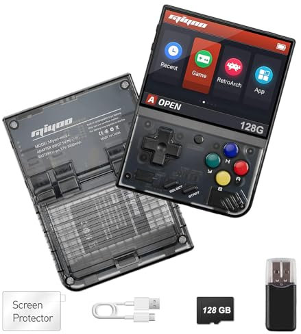 BuLuHAHA MiyooMini Plus Retro Konsole, MiyooMini+ Handheld Spielkonsole 128G, Linux System, 3.5 Zoll IPS Screen 3000mAh Pocket Handheld Game Spielkonsole (schwarz)
