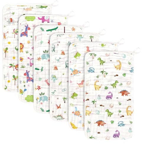 decalsweet Baby-Spucktücher aus Musselin, 6 Stück, 100 % Baumwolle, groß, 50,8 x 30,5 cm, weich, 6 Schichten, Baby-Spucktücher für Jungen und Mädchen, Baby-Essentials für Neugeborene, Geschenk