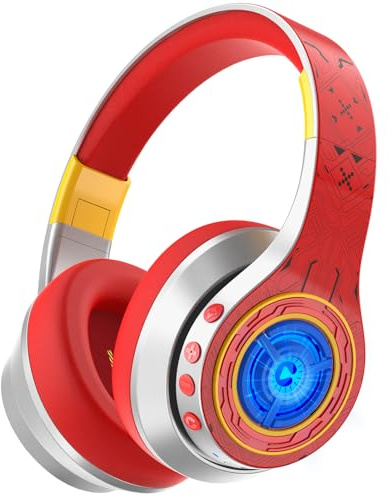 iClever Noise Cancelling Bluetooth Kopfhörer Kinder, LED-Beleuchtung, Bluetooth 6.0, Type-C-Schnellaufladung, 80dBA Sichere Lautstärke, 47 Stunden Spielzeit, Kopfhörer Kinder für Reisen iPad Tablet