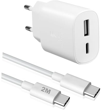 25W USB C Ladegerät Schnellladegerät Adapter Netzteil für Samsung Galaxy | S26 S25 S24 S23 S22 S21 S20 A56 5G A55 A54 A16 A15 iPhone 17 16 15 14 Pro Max Plus iPad Ladestecker mit Ladekabel 2m