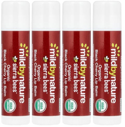 Sierra Bees™, Organic Lip Balms, Black Cherry, 4 Pack, 0.15 oz (4.25 g) Each, Mild By Nature