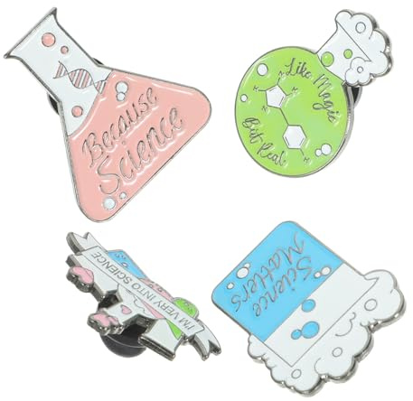 LIGIGWASH Broches Chimie Épingle à Paquet à Dos Alliage Métallique Résistante Lot De 4 Femmes Décoration Vêtements Esthétique Créative Petit Format