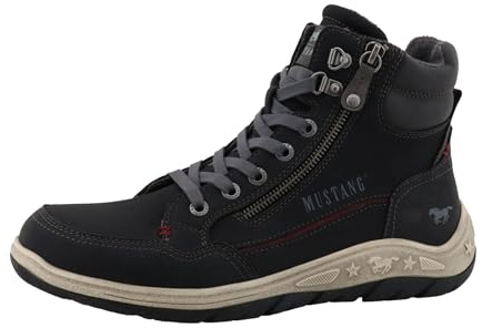 MUSTANG Herren Sneaker mit Steppeinstieg und Reißverschluss 15M0181002, Größe:42 EU, Farbe:Schwarz