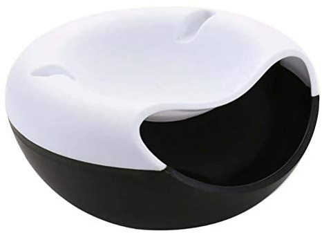 KIMISS Bol à graines de tournesol et boîte de rangement pour collation – Organiseur double couche avec support de téléphone pour une collation pratique (noir et blanc)