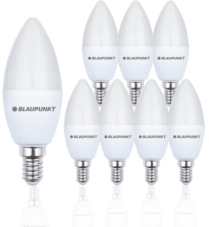 Blaupunkt Leuchtmittel E14 LED für Kronleuchter | Kerzenform C35 Matt | 7W ersetzt 50W | 595 Lumen | 4000K Neutralweiß | E14 Schraubsockel | Nicht‑Dimmbar | Hochwertiges E14 LED Set – 8er Pack