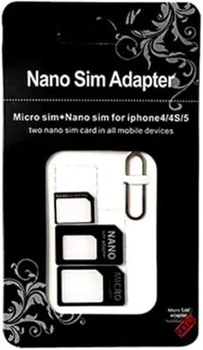 4 in 1 Nano SIM Card Adapter, SIM Card Adapter Kit, Sim Popper and Tray with SIM Ejector Pin Compatible with Mobile Phone - Black