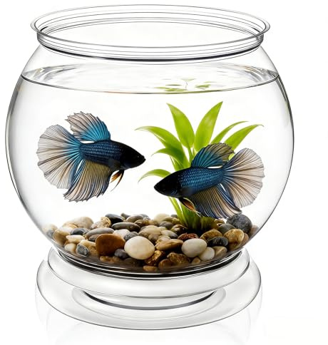 Aquarium rond en plastique pour poissons rouges, mini aquarium en plastique, petite cuvette pour poissons transparente en plastique, pot de bonsaï mini, vase en forme de boule, aquarium en forme de