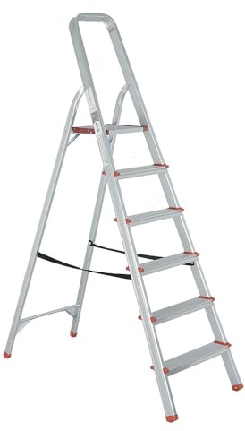 Rise Escabeau Pliable en Aluminium avec Pieds antidérapants 6 marches
