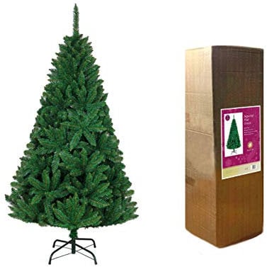 SHATCHI 8ft/2.4m Green Bushy Imperial Pine Artificial Deluxe Christmas Tree Hinged Branches 1396 Pencil Point Tips with Metal Stand Xmas Home Decorations