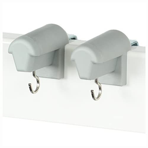 KLEMMFLEX 1 Paar Fensterhaken grau, stabil, verstellbar, ohne Bohren, zur Aufhängung von Fensterdeko und Bambusrollo/Bambusrolle am PVC-Fenster oder der PVC-Balkontür