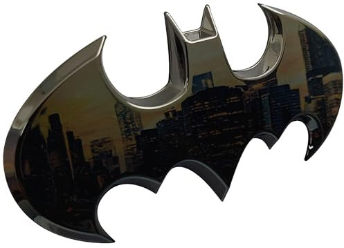 Fan Emblems Batman Car Emblem - 1989 Batwing Batarang Symbol 3D Auto Badge - COLOR: Black Chrome - SIZE: 3.8 x 1.8 x 0.2 inches - Officially Licensed DC Car Accessories