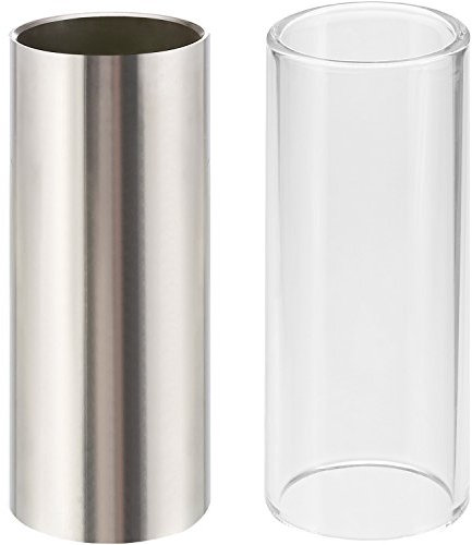 2 Stück Glasschieber und Edelstahl Slide in Box für Gitarre, Bass, Medium (6 cm)