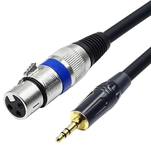 Disino XLR to 3.5mm (1/8 inch) Stereo Microphone Cable for Camcorders, DSLR Cameras, Computer Recording Device and More - 10ft