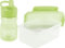 Thermo Rex Sport Trinkflasche mit Strohhalm und Brotdose - Trinkflasche Kinder - Vorratsdosen - Water Bottle Aus BPA-freiem Kunststoff Wiederverwendbar - Flasche und Bento Box - Wasserflasche (Grün)