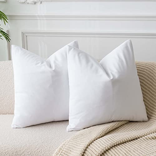 JUSPURBET Weiß Samt-Kissenbezüge 60cmx60cm 2er-Set für Wohnzimmer Couch Sofa Schlafzimmer Dekorative Quadratische Feste Weiche Kissenhüllen mit unsichtbarem Reißverschluss