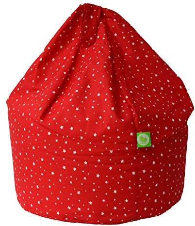 Bean Lazy ® 100% Cotton Large Red Stars Bean Bag With Filling
