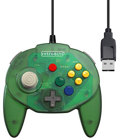 Retro-Bit Tribute 64 USB for PC, Switch, Mac, Steam, RetroPie, Raspberry Pi - Forest Green