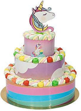 Torta di marshmallow 3 Piani Party a Scelta Composizione Caramelle cotton candy (Unicorno 1653)