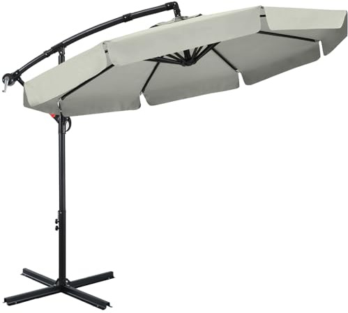 ABCCANOPY 270cm Sonnenschirm,Ampelschirm,Marktschirm Gartenschirm Terrassenschirm,Gestell Stahl,hellgrau