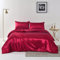 Chanyuan Bettwäsche Set Glatt Satin 135x200 4teilig Weinrot Einfarbig Bettbezüge mit Reißverschluss 100% Angenehm Glanzsatin Polyester - 2 Bettbezüge 135 x 200 und 2 Kissenbezüge 80x80 cm