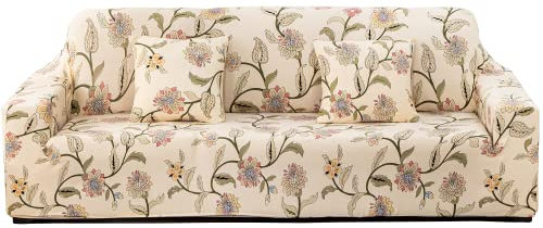 ARNTY Sofabezug, Sofabezug Ecksofa, Sofaüberwurf für 1/2/3/4 Sitzer Elastische Stretch Sofahusse Jacquard Sofaschoner (Blumen, 1 Sitzer Sofabezüge:90-140cm)