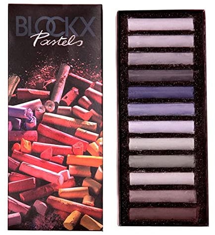 Blockx Lot de 12 craies pastel pour artistes en carton fin - Fabriquées à la main avec des pigments purs - Couleurs vives avec un fort pouvoir couvrant