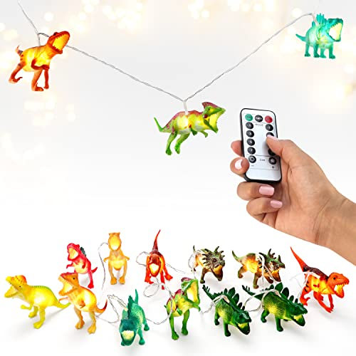 Dinosaurier-Lichterkette, batteriebetrieben, Dino-Lichter, Premium-Qualität, 12 helle Lichterkette für Zuhause, Schlafzimmer und Kinderzimmer, 2 m lang, mit Fernbedienung