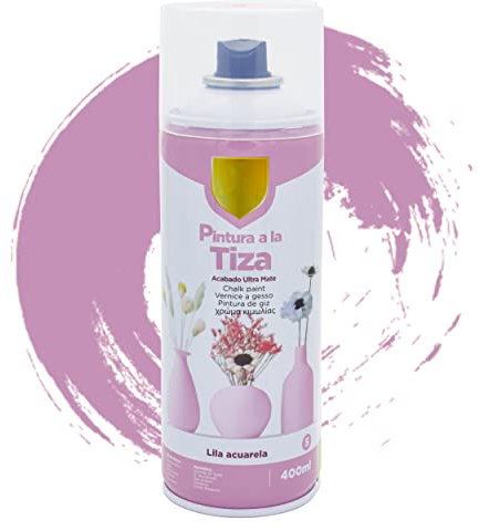 Pintura Spray 400ml a la Tiza Chalk Paint Acabado ultra Mate para Metal/Madera/Plástico(Lila Acuarela Mate,1 Bote)
