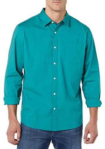 Amazon Essentials Men's Long-Sleeved Slim-Fit Stretch Poplin Shirt