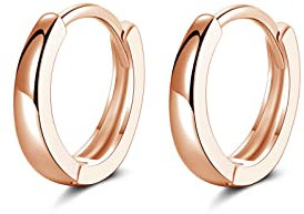 SNORSO Créoles Argent Femme 925,Boucles d'oreilles Rondes Plaqué Or Rose, Diametre 13mm
