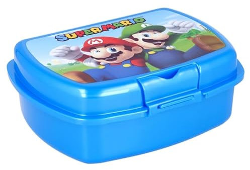 SRV Hub Kids Character Super Mario Lunch Box Plastic Leak Proof Food Heater Storage Container Lid Sandwich Boxes Toddlers School Nursery Traveling Size - 18cm
