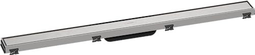 hansgrohe Fertigset Duschrinne RainDrain Match, Abflussrinne 900mm, Bodenablauf Dusche mit höhenverstellbarem Rahmen, Edelstahl gebürstet
