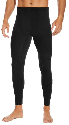 SIMIYA Thermal Underwear Mens Long Johns Bottoms Fleece Lined Base Layer Stretch Thermals Leggings-1pc Black-M