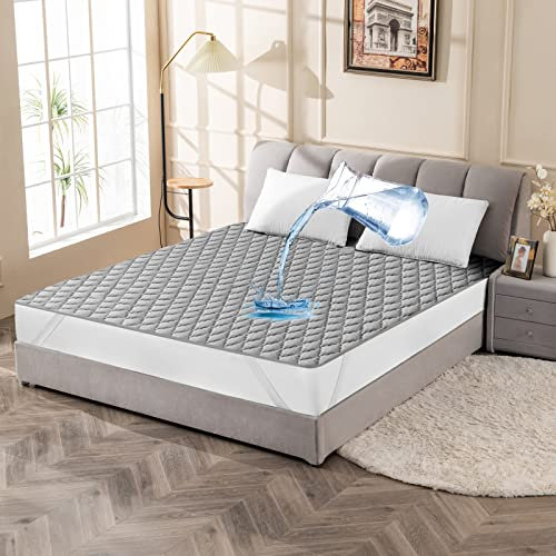 mafudoxi Wasserdichter Matratzenschoner 120x200cm, Atmungsaktive Matratzenauflage, Mikrofaser Matratzenbezug, Wasserfeste Matratzenschutz Inkontinenzunterlage Waschbar - Grau