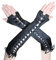COSFAN Frauenhandschuhe, Satin, Schwarz, Medium, Fingerlose, Lolita, Gothic, Halloween, Steampunk, Vampir, Cat Woman, Punk, Schnürsenkel, Damen, Erwachsene Frauen, Kostümhandschuhe