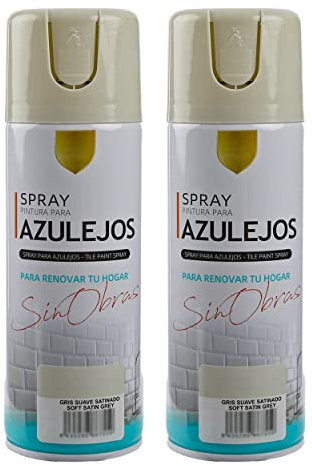 H HANSEL HOME Pintura Spray para Azulejo Gris Suave Satinado 400ml - Pack de 2 Unidades
