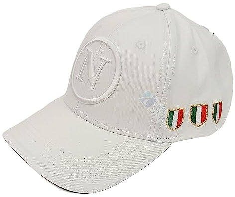 gh Mütze für Herren, kompatibel mit Napoli Fußball 3 Scudetto 2023, offizielles Enzo Castellano - Napoli Baseballmütze mit Sommervisier aus Baumwolle, Weiß, Blau, Tricolor, Weiß, One size