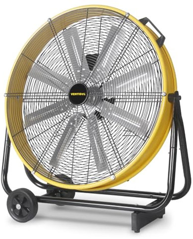 VENTISOL 24 Inch Industrial Floor Fan, 3-Speed High Velocity Shop Fan with 8 Blades, Heavy Duty Drum Fan, 9500 CFM Outdoor Metal Fans for Garage, Warehouse, Patios