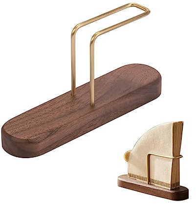 SOUNAY Porte Filtre à Café, Porte-Papier Filtre à Café en Bois, Support de Filtre à Café Vertical Pour Maison Bureau Café Hôtel, Sans Sacs Filtrantss, Couleur Noyer
