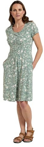 Mountain Warehouse Orchid Patterned Women's UV Dress - Lightweight Beach Dress, UPF40 Sun Protection, Pockets, Perfect for Spring/Summer, Travel, Poolside - Pale Green Size 6
