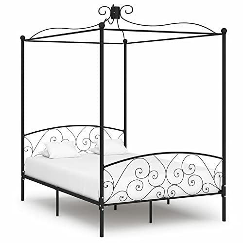 BaraSh Himmelbett-Gestell Schwarz Metall 120 x 200 cm Himmelstange Klemmen Betthimmel Stange Himmelbett Gestell Moskitonetz Halterung Bett