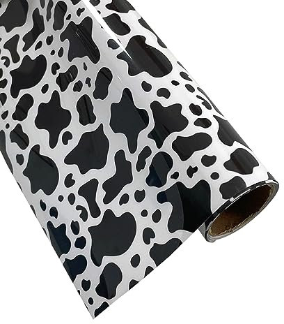 Animal Print Heat Transfer Vinyl Roll 12 Inch x 5 Feet Animal Pattern Vinyl Iron on HTV for Clothing T-Shirts DIY Decoration (Cow Patterned)