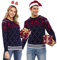 Litherday Pull de Noël Famille Unisexe Sweater Tricot à Col Rond avec Renne Flocon de Neige Arbre de Noël Imprimé Manche Longue Hiver Joyeux Christmas,B Bleu Marine Homme,L-2