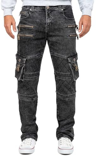 KOSMO LUPO Herren Jeans KM060-1 Schwarz W34/L34